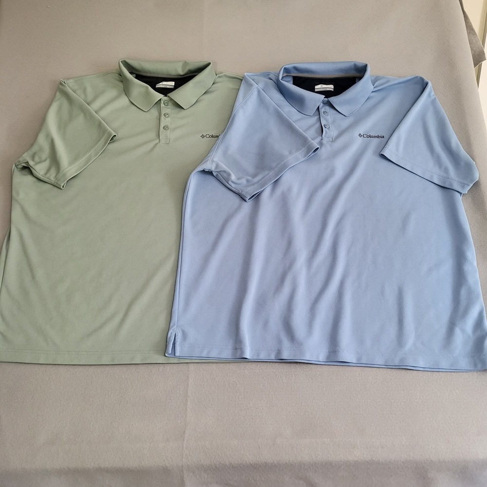 Pair Lot Of 2 Columbia Omni-Wick Golf Polo Performance Shirt Men's XXL